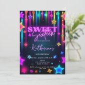 Glow Sweet 16 Zestien Retro 80s Neon Bright Kaart (Staand voorkant)