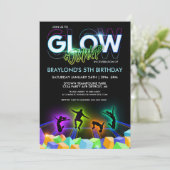 Glow Trampoline Park-feestuitnodiging Kaart (Staand voorkant)