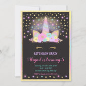 Glow Unicorn Invitation Unicorn Kaart (Voorkant)