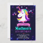 Glow unicorn-themagepartij Uitnodiging (Voorkant)