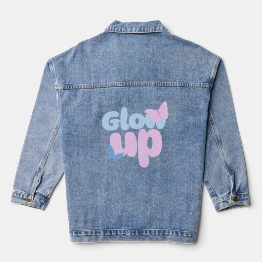 Glow Up Bold Butterfly Esthetisch Ontwerp Denim Jacket (Achterkant)