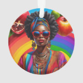 Glow up met God Afro-Amerikaanse zwarte vrouw Ornament (achterkant)