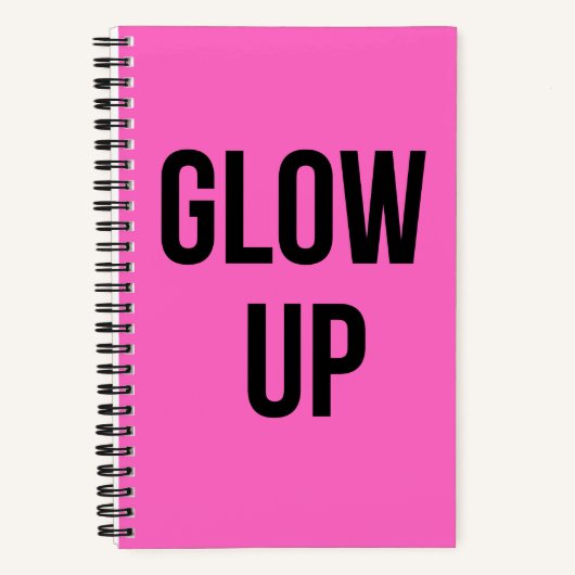 "Glow Up" Roze & Zwart Tijdschrift Notitieboek (Voorkant)