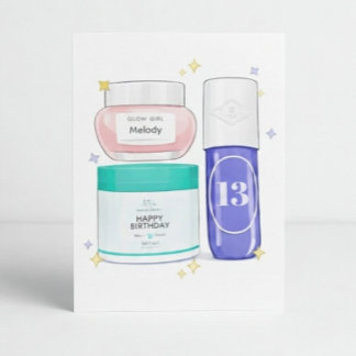 Glow Up Skincare Birthday Card (Customizable) Kaart