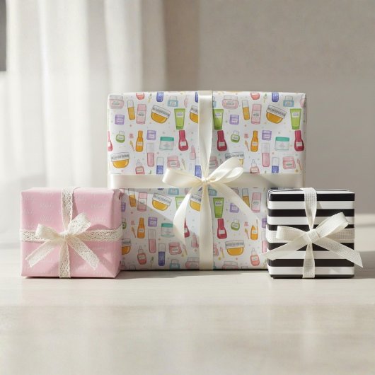 Glow Up Skincare Gift Wrap 3 Pack – Aangepaste naa Inpakpapier Vel