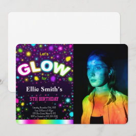 Glow Verjaardag Foto Uitnodiging
