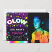 Glow Verjaardag Foto Uitnodiging (Voorkant)
