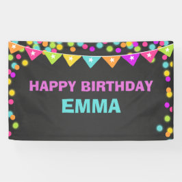 Glow verjaardagsbanner Disco party Neon Laser labe Spandoek