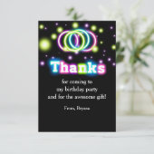 Glow Verjaardagsfeest Neon Lights Bedankt Card (Staand voorkant)