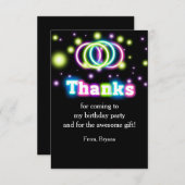 Glow Verjaardagsfeest Neon Lights Bedankt Card (Voorkant / Achterkant)