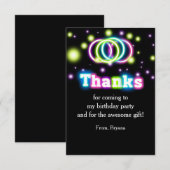 Glow-verjaardagsfeest Neonlichten Bedankkaart (Voorkant / Achterkant)