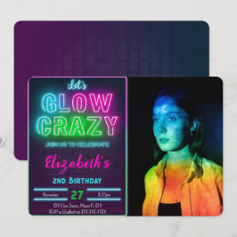 Glow verjaardagsfoto uitnodiging