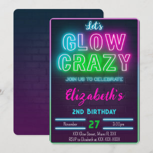 Glow verjaardagsuitnodiging kaart
