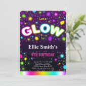 Glow verjaardagsuitnodiging kaart (Staand voorkant)