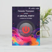 Glow Virtuele Verjaardagsfeest Kaart (Staand voorkant)