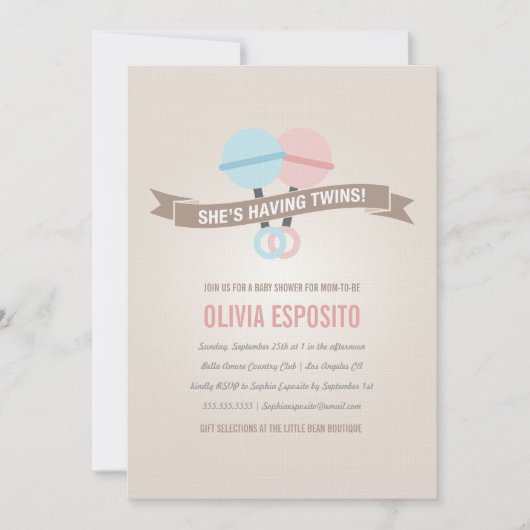 GLOWEN MET TWINS | BABY SHOWER INVITATIONS KAART (Voorkant)