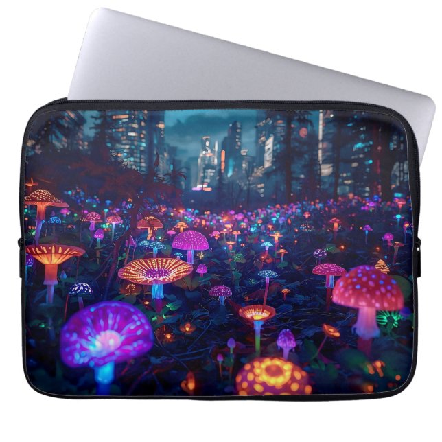 Glowfall Grove Neon 13'  Laptop Sleeve (Voorkant)
