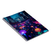 Glowfall Grove Notebook | Neon AI Art Notitieboek (Rechterzijde)