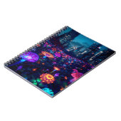 Glowfall Grove Notitieboek | Neon AI Kunst (Linkerzijde)