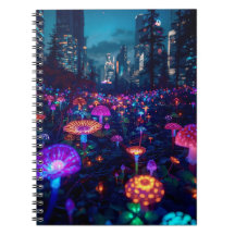 Glowfall Grove Notitieboek | Neon AI Kunst