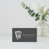Glowing 3D Tooth Icon Dental Clinic Charcoal Grey Visitekaartje (Staand voorkant)
