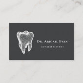 Glowing 3D Tooth Icon Dental Clinic Charcoal Grey Visitekaartje (Voorkant)