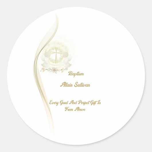 Glowing angels baptism square stickers (Voorkant)