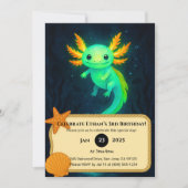 Glowing Axolotl in Deep Waters Birthday  Kaart (Voorkant)