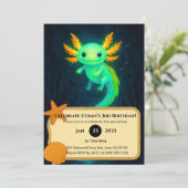Glowing Axolotl in Deep Waters Birthday  Kaart (Staand voorkant)
