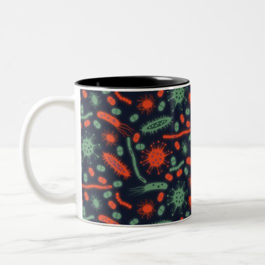 Glowing Bacteria Microorganism green red Tweekleurige Koffiemok (Links)