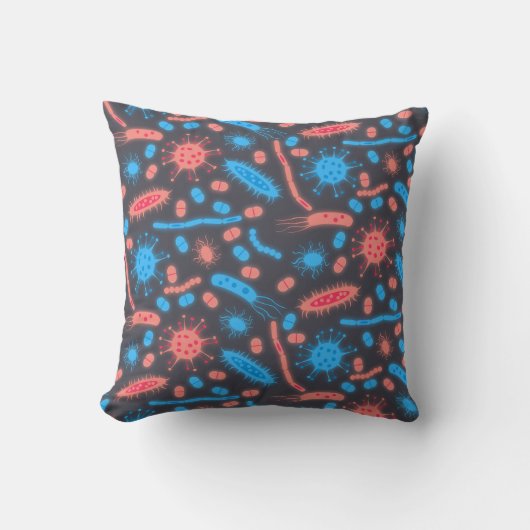 Glowing Bacteria Microorganism pink blue Kussen (Voorkant)