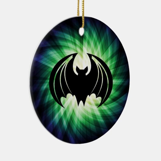 Glowing Black Bat; Halloween Keramisch Ornament (Rechts)