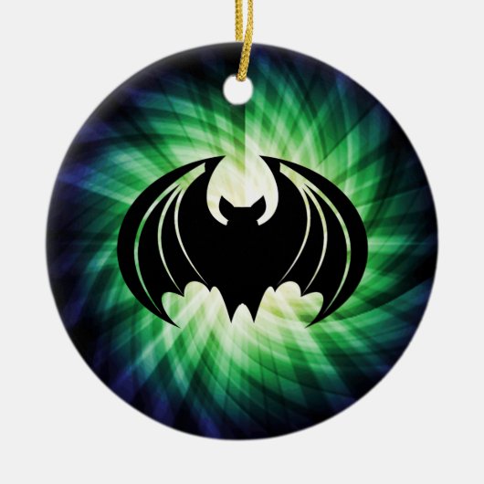 Glowing Black Bat; Halloween Keramisch Ornament (Voorkant)