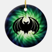 Glowing Black Bat; Halloween Keramisch Ornament (Achterkant)