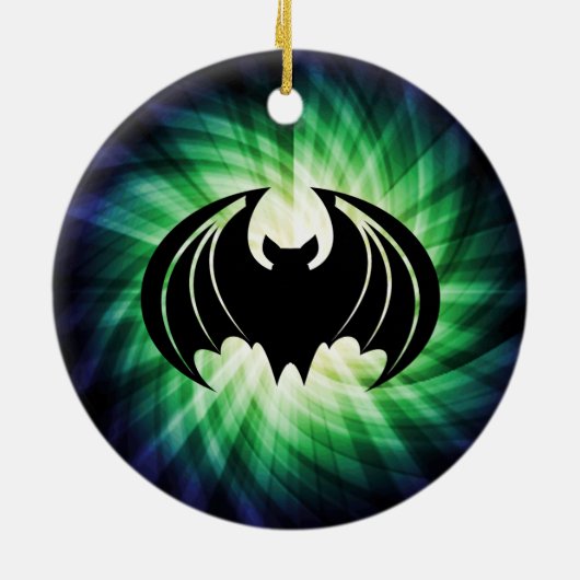 Glowing Black Bat; Halloween Keramisch Ornament (Achterkant)