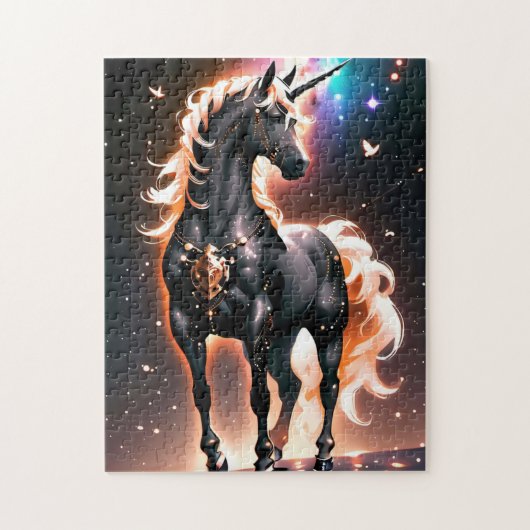 Glowing Black Enchanted Unicorn Legpuzzel (Verticaal)