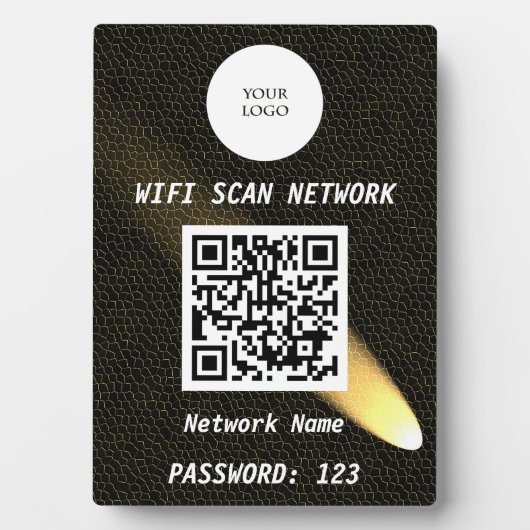 Glowing Black Leather Free Wifi Scan & QR Code Fotoplaat (voorkant)