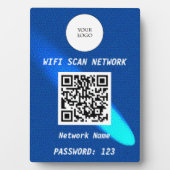 Glowing Blue Leather Free Wifi Scan & QR Code Fotoplaat (voorkant)