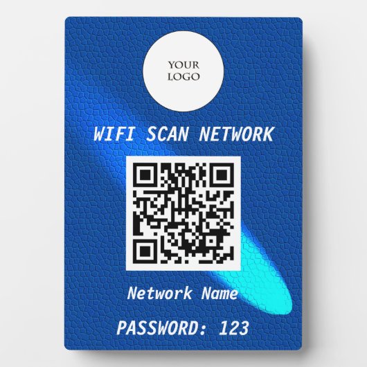 Glowing Blue Leather Free Wifi Scan & QR Code Fotoplaat (voorkant)