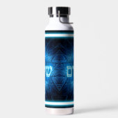 Glowing Blue Shalom On Etched Star of David Waterfles (Links)