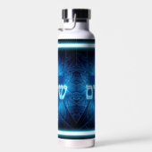 Glowing Blue Shalom On Etched Star of David Waterfles (Rechts)
