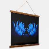 Glowing Blue Water Lily Lotus Flower Abstract Hangend Wandkleed (Gebogen)