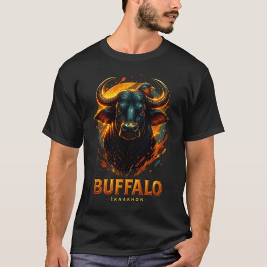 Glowing Buffalo Head T-Shirt (Voorkant)