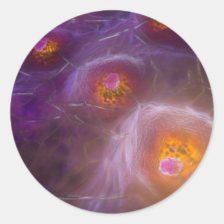 Glowing Cellular Network Abstract Art Ronde Sticker