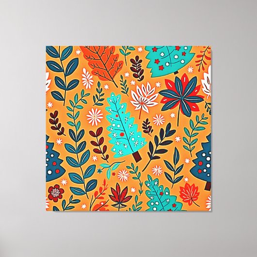 Glowing Christmas Pattern Design Canvas Afdruk (Voorkant)