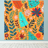 Glowing Christmas Pattern Design Canvas Afdruk (Insitu (Houten vloer))