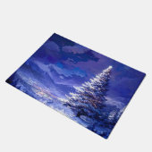 Glowing Christmas Tree Snowy Mountain Landscape Deurmat (Schuin)
