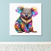 Glowing Colorful Koala - Radiant Wildlife Art Canvas Afdruk (Insitu (Houten vloer))