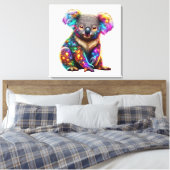 Glowing Colorful Koala - Radiant Wildlife Art Canvas Afdruk (Insitu (Slaapkamer))