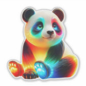 Glowing Colorful Panda Art – Cute Neon Light Panda Sticker (Voorkant)